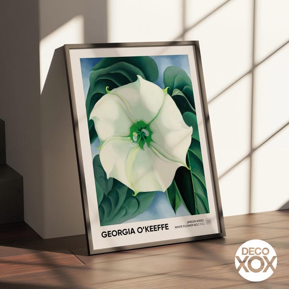 Georgia O'keeffe Poster, White Flower Jimson Weed Wall Art Print