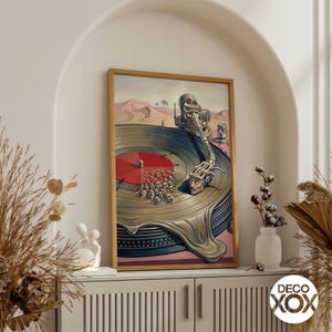 Surreal Turntable Poster, Salvador Dali Style Vinyl Art, Psychedelic Music Decor image 4