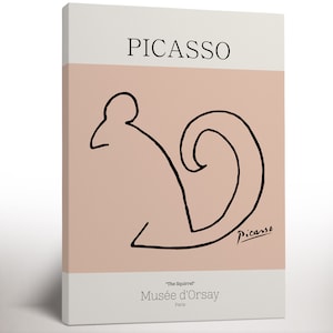 Pablo Picasso Squirrel Poster Canvas Prints, Picasso Exhibition Wall Line Art Prints, Framed Canvas Print, Animal Line Art, Art Lover Gift