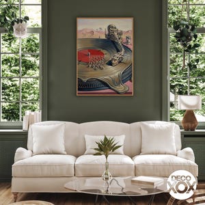 Surreal Turntable Poster, Salvador Dali Style Vinyl Art, Psychedelic Music Decor image 7
