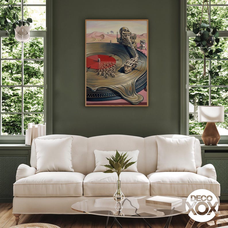 Surreal Turntable Poster, Salvador Dali Style Vinyl Art, Psychedelic Music Decor image 7