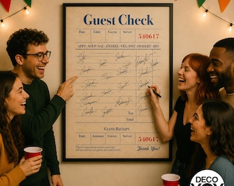 Guest Check Signature Poster, Guest Book Alternative, Party Sign In Print