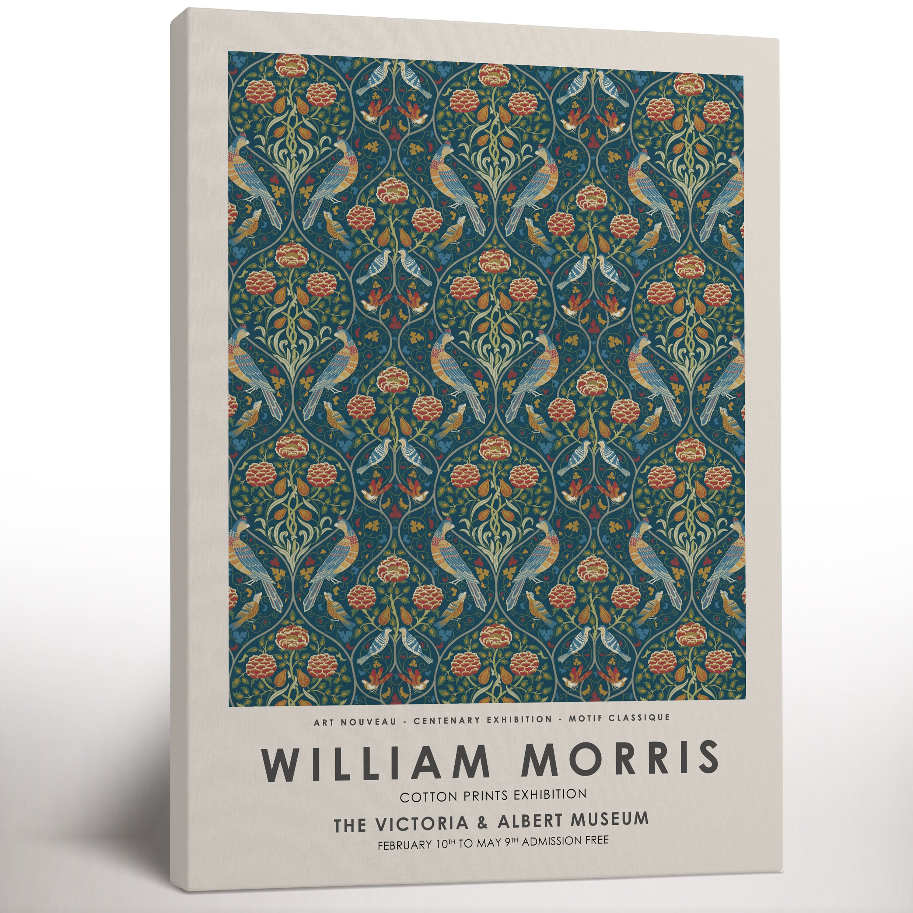 Stampa su tela con motivo vintage di William Morris, decorazione verde, arte in stile vittoriano, arte murale per camera da letto