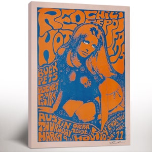 Red Hot Chili Peppers autografou pôster de show em tela, pôster de música vintage, arte de parede retrô, arte de parede boho hippie