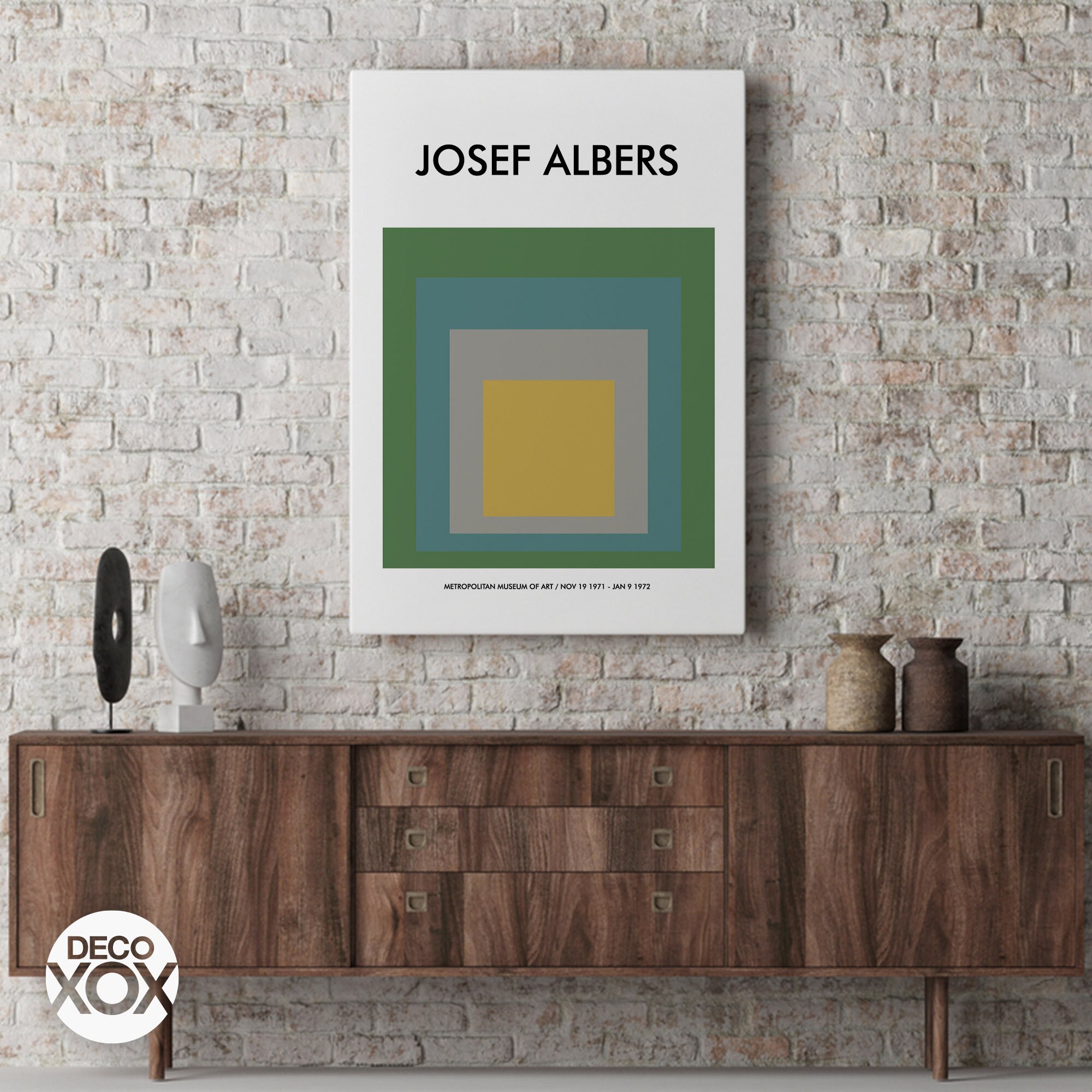 Josef Albers Exhibition Poster Green and Yellow Painting Josef Albers Exhibition Poster Green and Yellow Painting