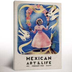 Mexican Exhibition Art Poster, Canvas Print, Mexico Travel Art, Vintage Wall Art Decor, Living Room Decor, Housewarming Gift