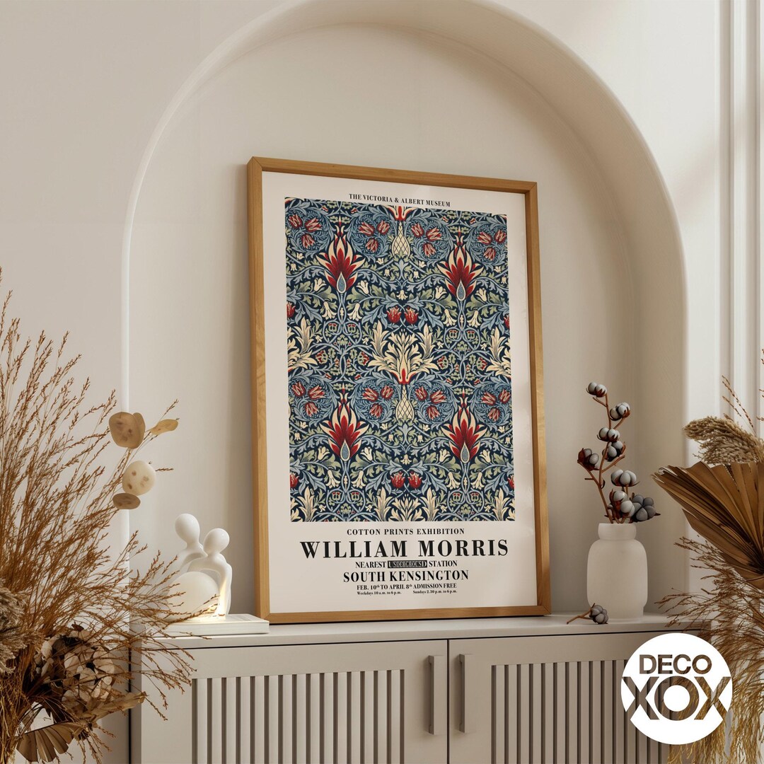 William Morris Red Floral Poster - Vintage Arts and Crafts Wall