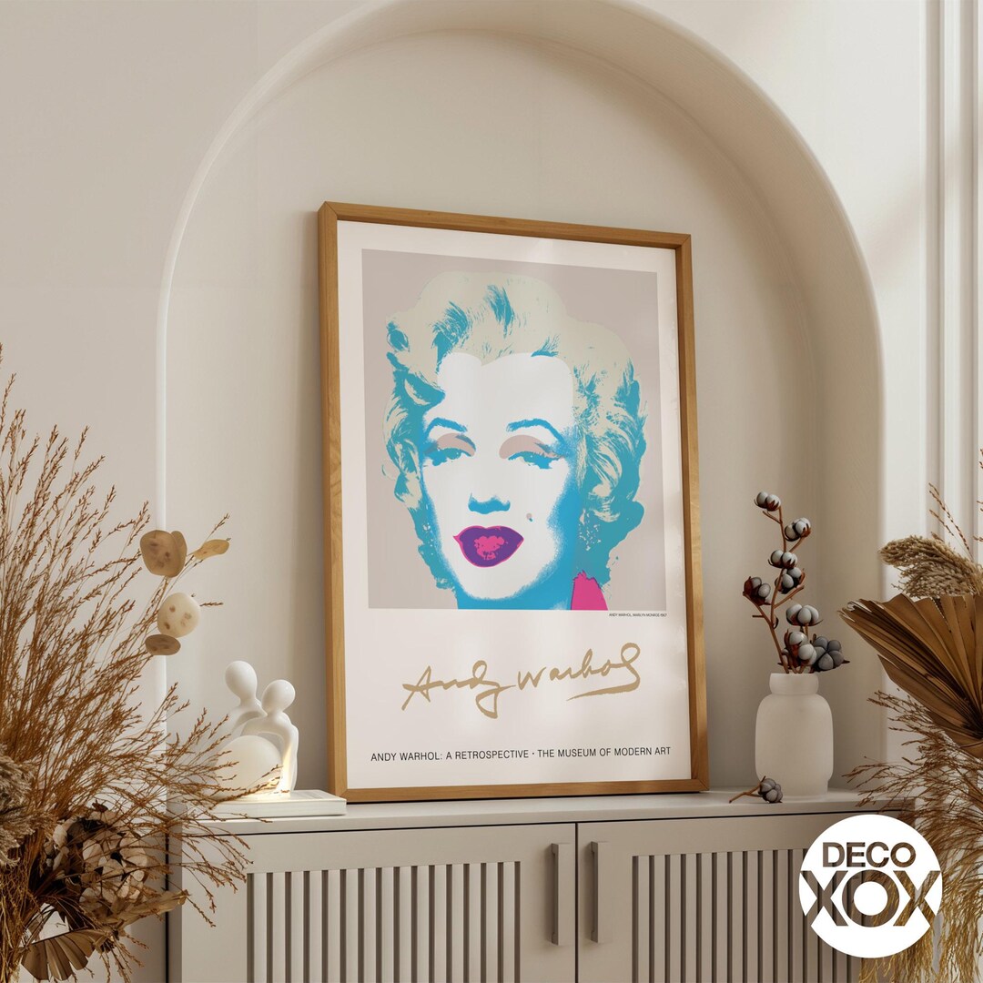 Andy Warhol Marilyn Monroe Pop Art Print – Aqua and Pink, Museum Style ...