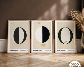 Hilma af Klint Poster Set of 3, Abstract Geometric Prints, Scandinavian Gallery Wall Art