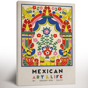 Mexico Travel Poster, Canvas Print, Colorful Latino Art, Mexico Travel Art, Vintage Wall Art Decor, Living Room Decor, Housewarming Gift