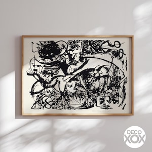 Jackson Pollock Black and White Abstract Expressionist Art Print