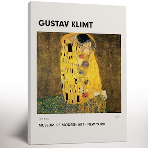 The Kiss Canvas Poster, Gustav Klimt Exhibition Poster, Framed Canvas Print, Art Nouveau, Gallery Wall Art, Housewarming Gift