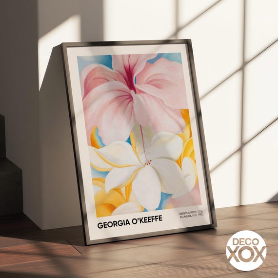 Georgia O'keeffe Hibiscus With Plumeria Poster Vibrant Tropical