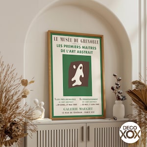 Abstract Art Masters Exhibition Poster, 1949 Galerie Maeght Vintage French Modernist Print, Green Brown Wall Decor for Art Collectors