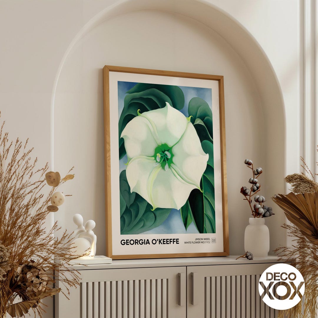 Georgia O'keeffe Poster, White Flower Jimson Weed Wall Art Print