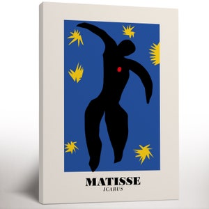 Henri Matisse Canvas Print, Matisse Icarus Canvas Prints, Henri Matisse Jazz Art Poster, Blue and Yellow, Modern Home Decor