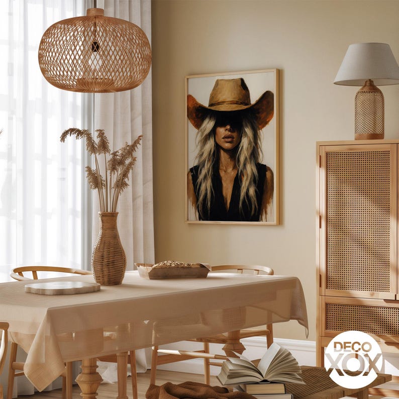 Cowgirl Art Print | Western Woman Portrait, Boho Home Decor - Etsy