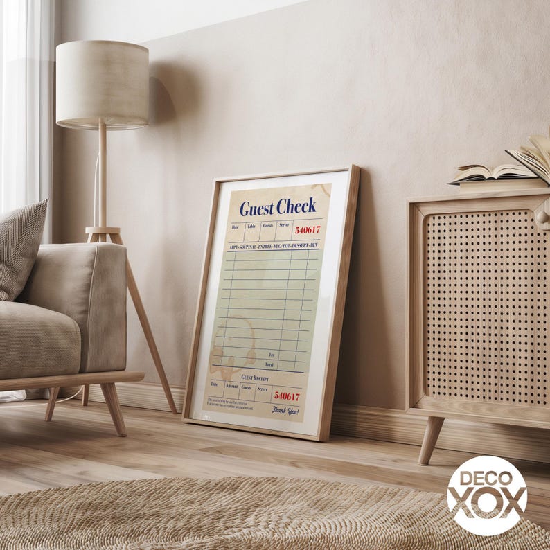 Retro Diner Guest Check Poster | Kitchen Cafe Wall Art image 6