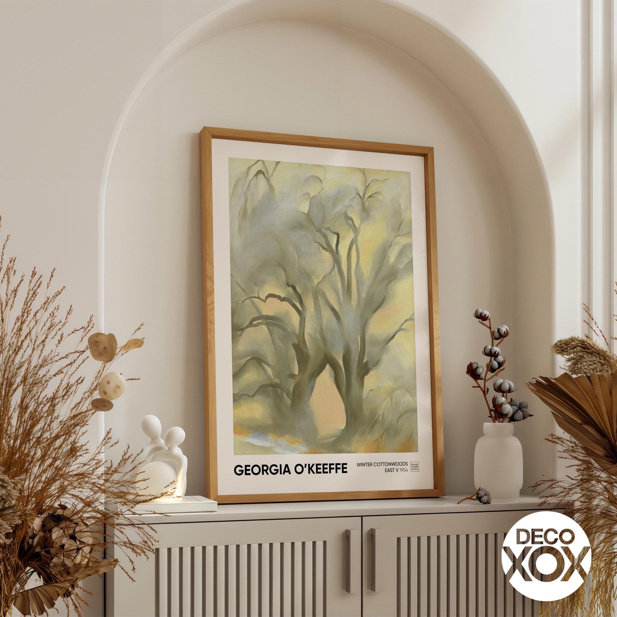 Georgia O'keeffe Winter Cottonwoods Print, Abstract Tree Landscape