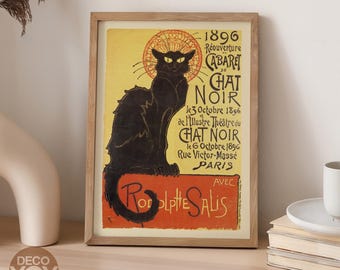 Chat Noir Cat Poster, Vintage French Cabaret Print, Paris Art Nouveau Wall Art
