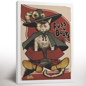 Cat Puss in Boots Movie Poster Canvas Prints, Vintage Movie Poster, Living Room Decor