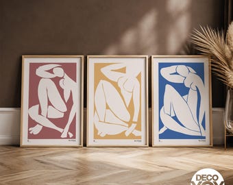Matisse Nude Poster Set of 3, Abstract Figure Prints, Modern Minimalist Wall Art