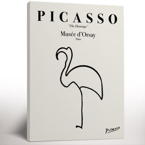 Picasso Animal Prints, Pablo Picasso Flamingo Sketch Line Drawing Art Print, Framed Canvas Print, Picasso Exhibition Print, Gallery Wall Art