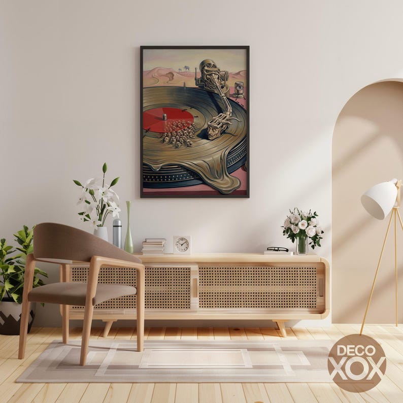 Surreal Turntable Poster, Salvador Dali Style Vinyl Art, Psychedelic Music Decor image 10