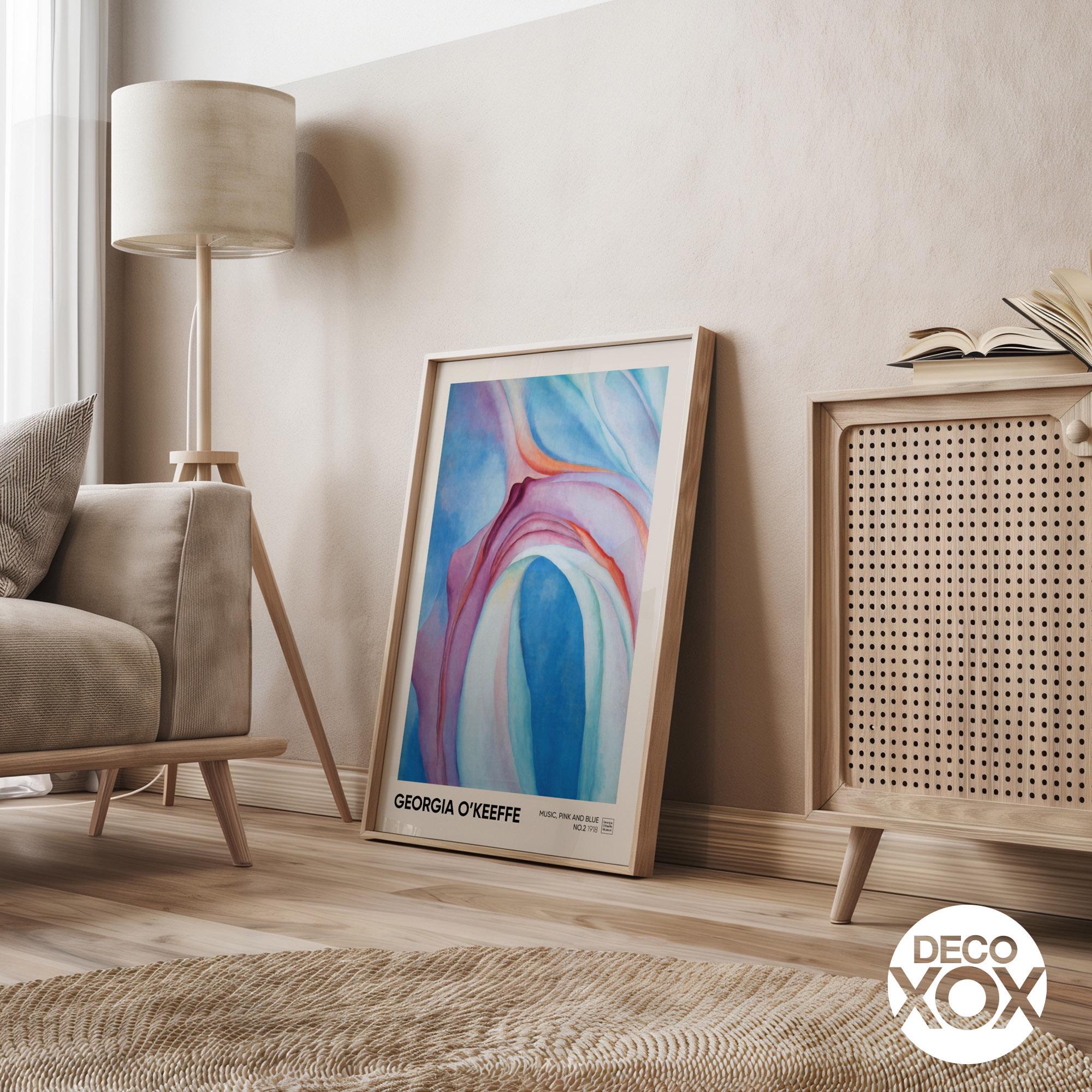 Georgia O'keeffe Music Pink and Blue Print, Abstract Art, Vintage