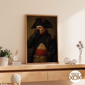Grappige Napoleon Holding Nose Art Print – historische humor muurposter op mat papier voor liefhebbers van meme of geschiedenisbuff gag cadeau