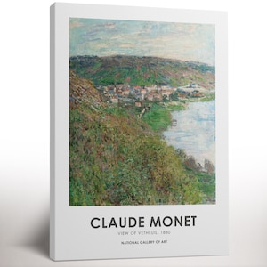 Monet Wall Art, View of Vetheuil-1880, Monet Stretched Canvas, Vintage Print, Room Decor, Living Room Bedroom Decor, Gift for Mom