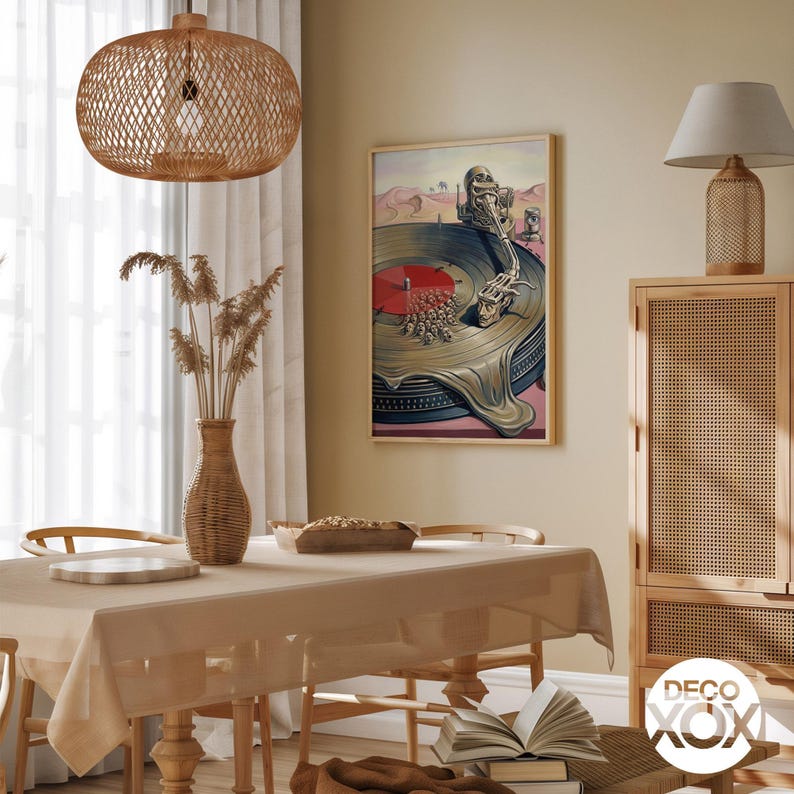 Surreal Turntable Poster, Salvador Dali Style Vinyl Art, Psychedelic Music Decor image 5