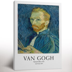 Vincent Van Gogh Exhibition Poster, Framed Canvas Print, Self-Portrait, Gallery Wall Art, Canvas Art Ready to Hang, Housewarming Gift