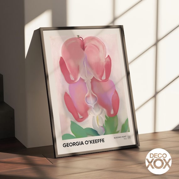 Georgia O'keeffe Bleeding Heart Flower Print, Botanical Wall Art