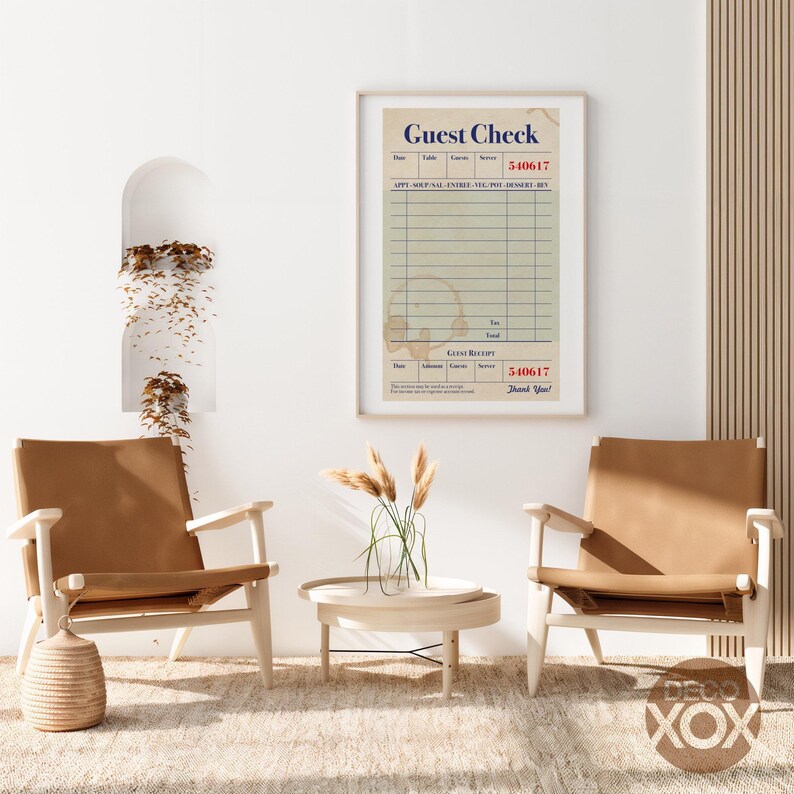 Retro Diner Guest Check Poster | Kitchen Cafe Wall Art image 4