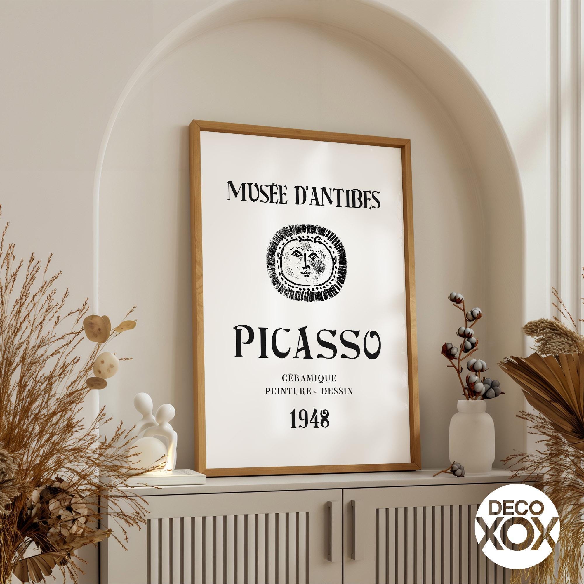 額装品/白い砂丘/ニコラス パブロフ/ポスター/アート/インテリア Picasso Antibes Exhibition Poster, Black and White Mid-century
