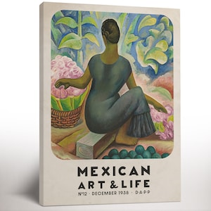 Mexican Exhibition Art Poster, Canvas Print, Mexico Travel Art, Living Room Decor, Housewarming Gift