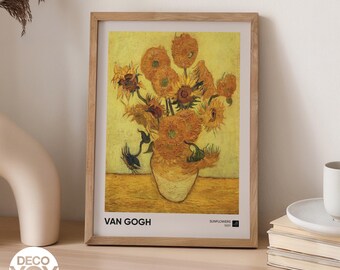 Van Gogh Sunflowers Exhibition Poster, Vintage Floral Still Life Art Print