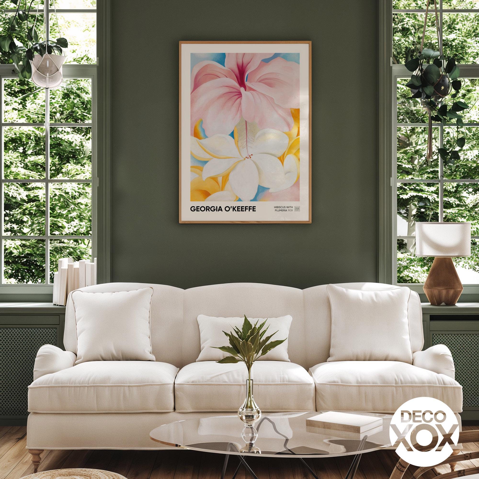 Georgia O'keeffe Hibiscus and Plumeria Art Print, Floral Wall Art