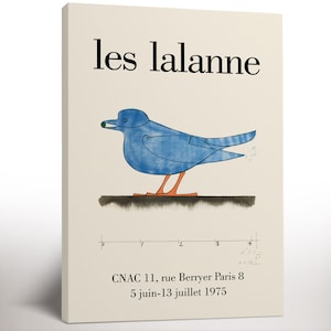 Les Lalanne Exhibition Poster Framed Canvas Print, Blue Bird Print, Vintage Exhibition Print, Mid-Century Modern, Nursery Wall Art