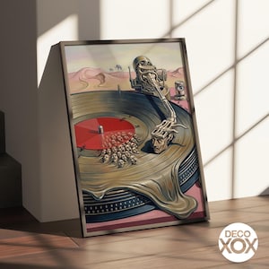 Surreal Turntable Poster, Salvador Dali Style Vinyl Art, Psychedelic Music Decor image 3