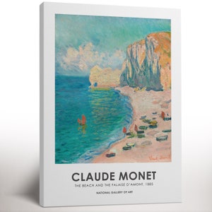 Claude Monet Canvas Wall Art, The Beach and the Falaise D’amont-1885, Vintage Print, Large Canvas, Living Room Wall Art, Gift for Mom