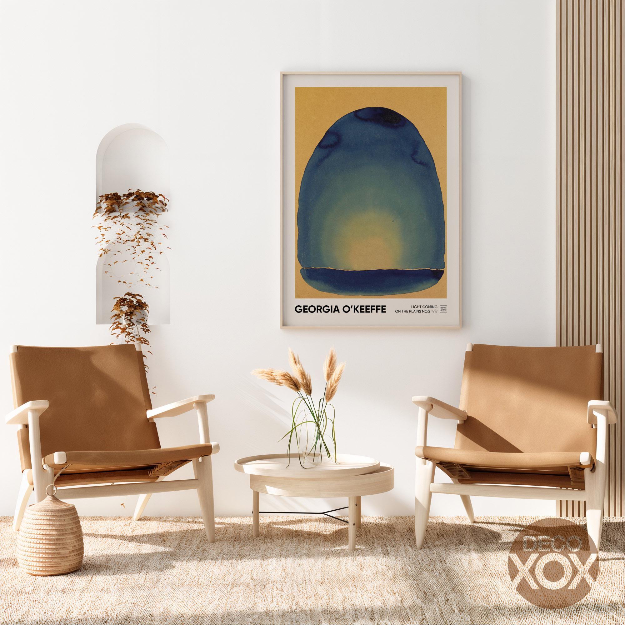 Georgia O'keeffe Blue Watercolor Art Print, Modern Minimalist