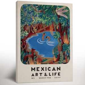 Mexican Art & Life Magazine, Canvas Print, Mexico Travel Art, Vintage Mexican Culture Decor, Living Room Decor, Housewarming Gift