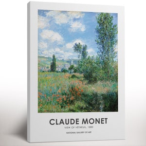 Claude Monet Canvas Wall Art, View of Vetheuil-1880, Flower Canvas Print, Farmhouse Decor, Vintage Print, Living Room Wall Art, Gift for Mom