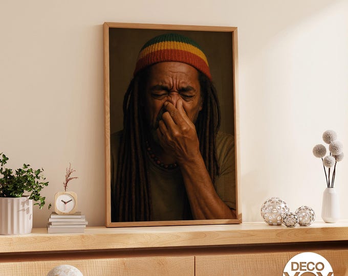 Funny Rasta Man Bathroom Poster – Reggae Nose Pinch Print