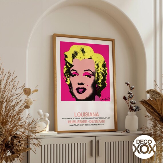Andy Warhol【Marilyn Monroe】vintage poste Marilyn Monroe Poster – Warhol Pop Art Print, Neon Pink & Yellow