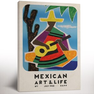 Mexican Exhibition Art Poster, Canvas Print, Mexico Travel Art, Living Room Decor, Housewarming Gift