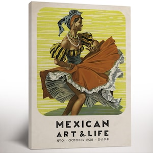 Mexico Travel Poster, Canvas Print, Vintage Mexican Culture Decor, Living Room Decor, Housewarming Gift