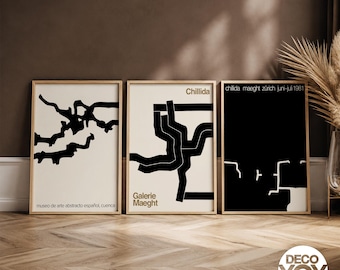 Eduardo Chillida Poster Set of 3, Abstract Exhibition Prints, Galerie Maeght Modern Wall Art